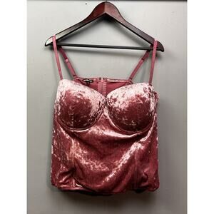 Charlotte Russe Crop Top Velvet Womens Plus size 20‎ Pink Bustier Sleeveless Y2K